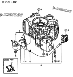 Двигатель Yanmar 2V78C-TX, узел -  Топливопровод 