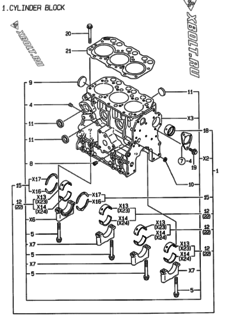  Двигатель Yanmar 3TNE74-ENSR3, узел -  Блок цилиндров 