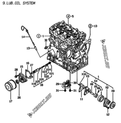  Двигатель Yanmar 3TNE74-ENSR3, узел -  Система смазки 