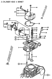  Двигатель Yanmar L70EE-DWKPA, узел -  Головка блока цилиндров (ГБЦ) 