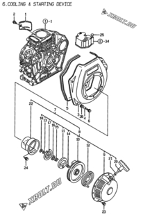  Двигатель Yanmar L48EE-DRM, узел -  Пусковое устройство 