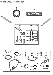  Двигатель Yanmar L48EE-DRM, узел -  Инструменты, шильды и комплект прокладок 