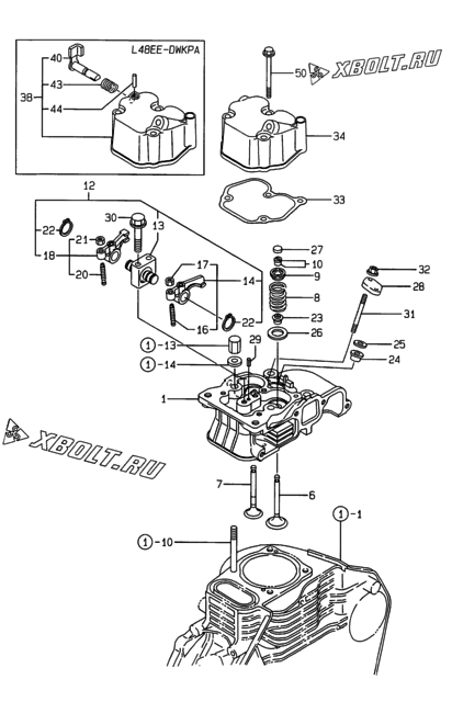  Головка блока цилиндров (ГБЦ) двигателя Yanmar L48EE-DWK3