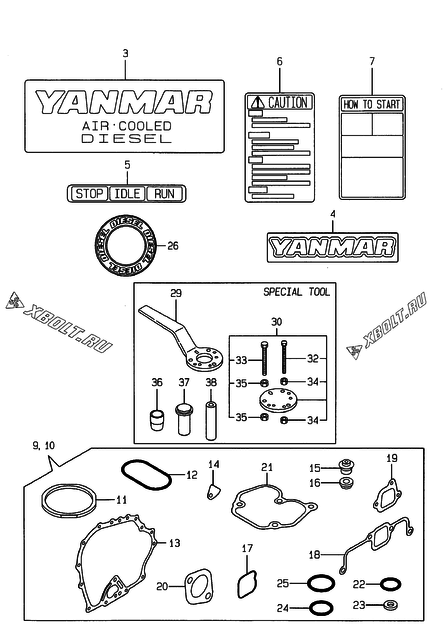  Инструменты, шильды и комплект прокладок двигателя Yanmar L48EE-DWKPA1