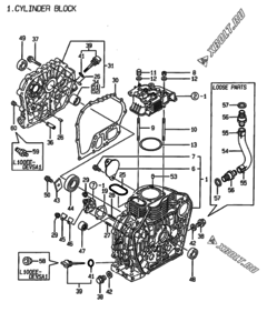  Двигатель Yanmar L100EE-DEVSA, узел -  Блок цилиндров 