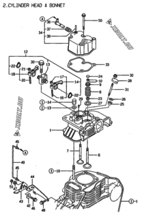  Двигатель Yanmar L70EE-DPMK, узел -  Головка блока цилиндров (ГБЦ) 