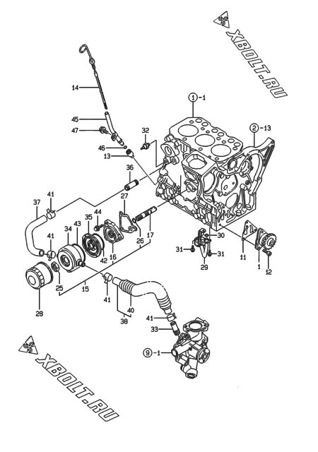  Система смазки двигателя Yanmar 3TNE74-PE