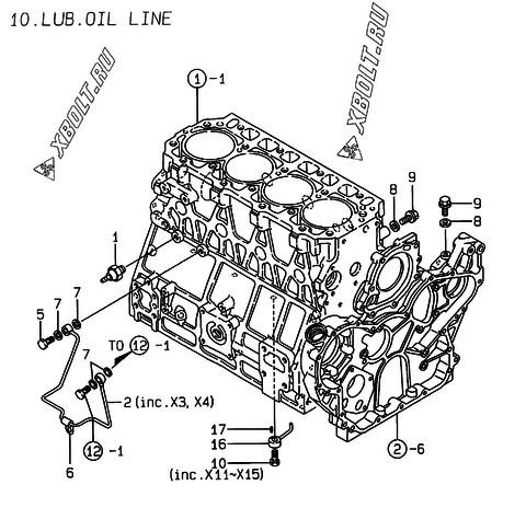  Система смазки двигателя Yanmar 4TNE106-GE