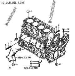  Двигатель Yanmar 4TNE106-GE, узел -  Система смазки 