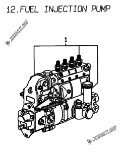  Двигатель Yanmar 4TNE106-GE, узел -  Топливный насос высокого давления (ТНВД) 
