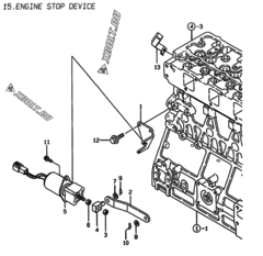  Двигатель Yanmar 4TNE106-GE, узел -  Устройство остановки двигателя 