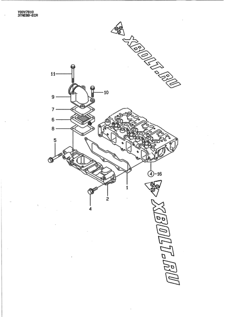  Впускной коллектор двигателя Yanmar 3TNE88-ECR