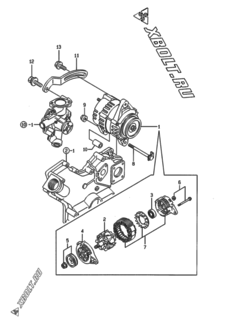  Двигатель Yanmar 3TNE74C-EDN, узел -  Генератор 