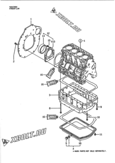  Двигатель Yanmar 4TNE94-LAN, узел -  Крепежный фланец и масляный картер 