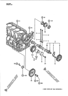 Двигатель Yanmar 4TNE94-LAN, узел -  Распредвал и приводная шестерня 