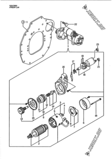  Двигатель Yanmar 4TNE94-LAN, узел -  Стартер 