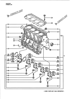  Двигатель Yanmar 4TNE98-LAN, узел -  Блок цилиндров 