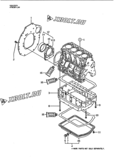  Двигатель Yanmar 4TNE98-LAN, узел -  Крепежный фланец и масляный картер 