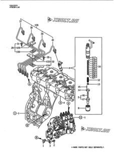  Двигатель Yanmar 4TNE98-LAN, узел -  Форсунка 