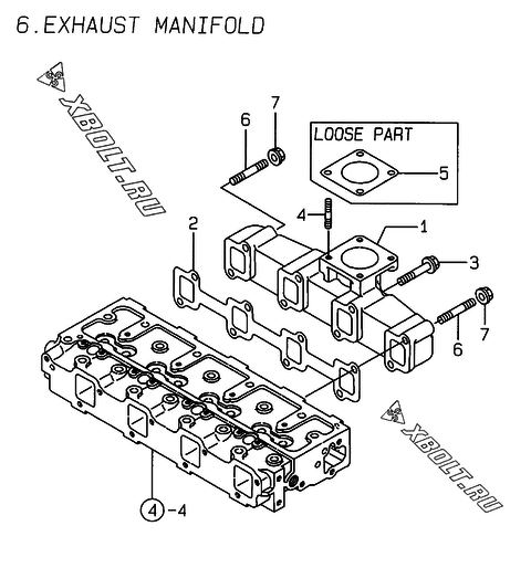  Выпускной коллектор двигателя Yanmar 4TNE94-DBK