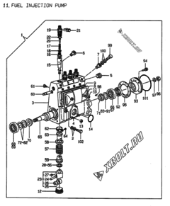  Двигатель Yanmar 4TNE94-DBK, узел -  Топливный насос высокого давления (ТНВД) 