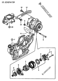  Двигатель Yanmar 4TNE94-DBK, узел -  Генератор 