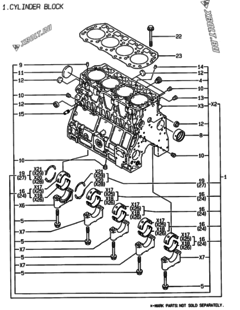  Двигатель Yanmar 4TNE106T-GE, узел -  Блок цилиндров 