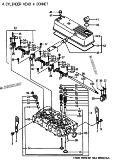  Двигатель Yanmar 3TNE88-EYC, узел -  Головка блока цилиндров (ГБЦ) 