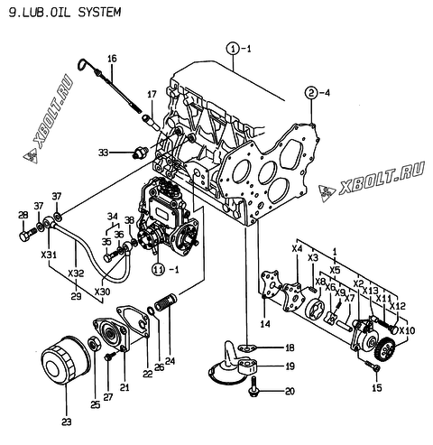  Система смазки двигателя Yanmar 3TNE88-EYC