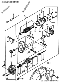  Двигатель Yanmar 3TNE88-EYC, узел -  Стартер 