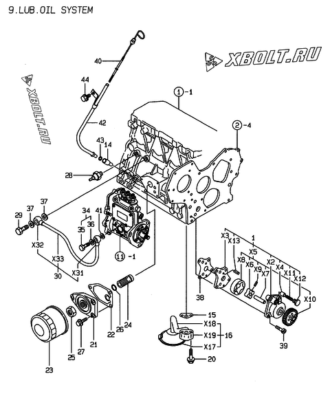  Система смазки двигателя Yanmar 3TNE88-EMS