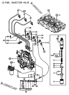  Двигатель Yanmar 3TNE88-EMS, узел -  Форсунка 