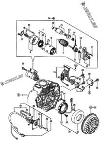  Двигатель Yanmar L70EE-DEVMS, узел -  Стартер и генератор 