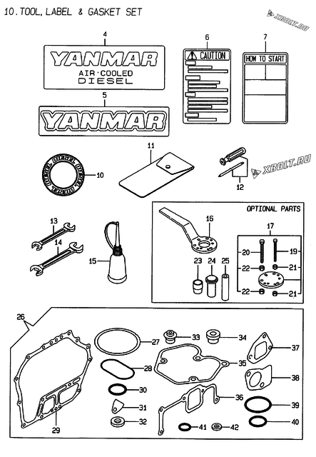 Инструменты, шильды и комплект прокладок двигателя Yanmar L100EEDEVMK3