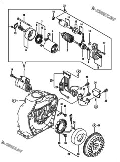 Двигатель Yanmar L48EE-DEVBO, узел -  Стартер и генератор 