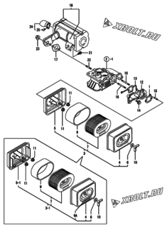  Двигатель Yanmar L70EE-DEVBO, узел -  Воздушный фильтр и глушитель 