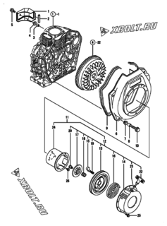  Двигатель Yanmar L100EE-DERBO, узел -  Пусковое устройство 