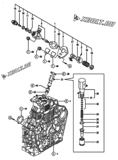  Двигатель Yanmar L100EE-DERBO, узел -  Топливный насос высокого давления (ТНВД) 