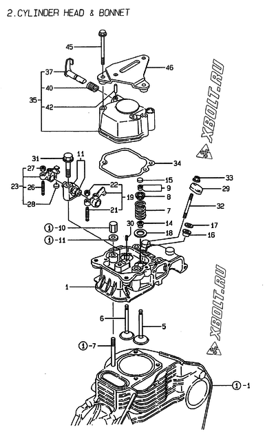  Головка блока цилиндров (ГБЦ) двигателя Yanmar L48AE-DIFPYC
