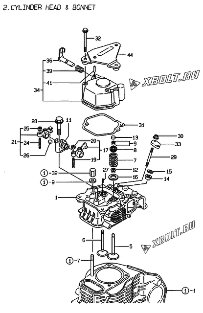  Головка блока цилиндров (ГБЦ) двигателя Yanmar L100AEDEIFP1