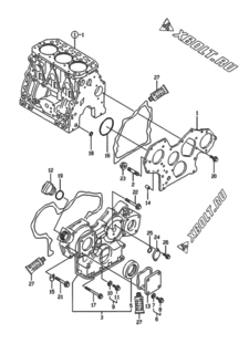  Двигатель Yanmar 3TNE88-ECB, узел -  Корпус редуктора 