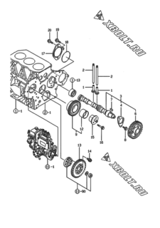  Двигатель Yanmar 3TNE88-ECB, узел -  Распредвал и приводная шестерня 