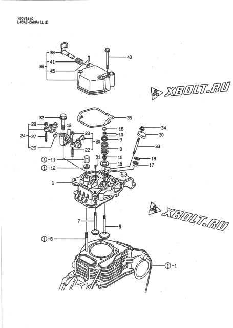  Головка блока цилиндров (ГБЦ) двигателя Yanmar L40AE-DWKPA2