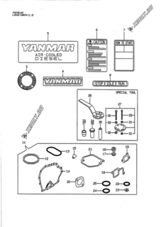  Двигатель Yanmar L40AE-DWKPA2, узел -  Инструменты, шильды и комплект прокладок 