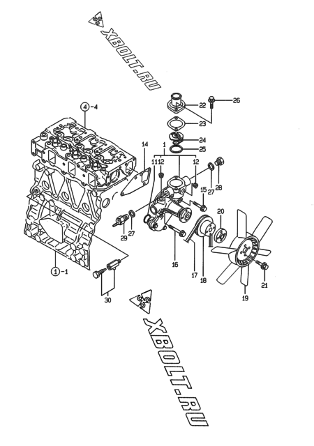  Система водяного охлаждения двигателя Yanmar 3TNE82A-EPM