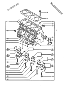  Двигатель Yanmar 4TNE88-EWA, узел -  Блок цилиндров 