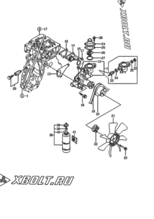  Двигатель Yanmar 4TNE84-EWA, узел -  Система водяного охлаждения 