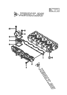  Двигатель Yanmar 4TNE94-HYBK, узел -  Впускной коллектор 