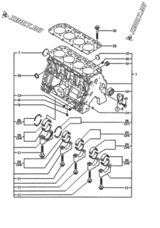  Двигатель Yanmar 4TNE84-EMAX, узел -  Блок цилиндров 