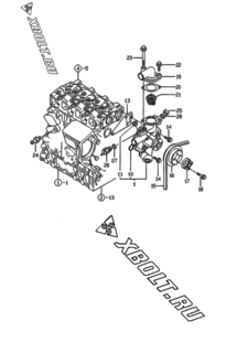  Двигатель Yanmar 3TNE74C-ECS, узел -  Система водяного охлаждения 